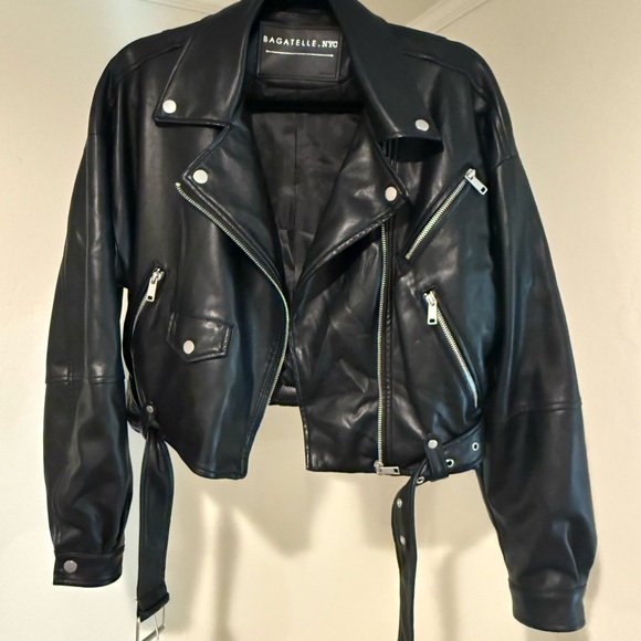 Bagatelle Black Leather Moto Jacket - Picture 2 of 3